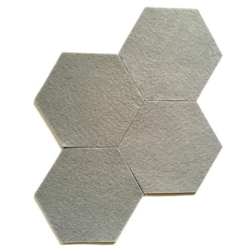 grijze hexagoon onderzetters van wasbaar en hittebestendig vilt