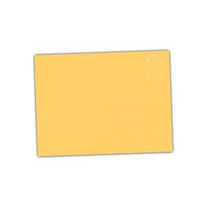 achterkant van de ansichtkaart vrolijk geel